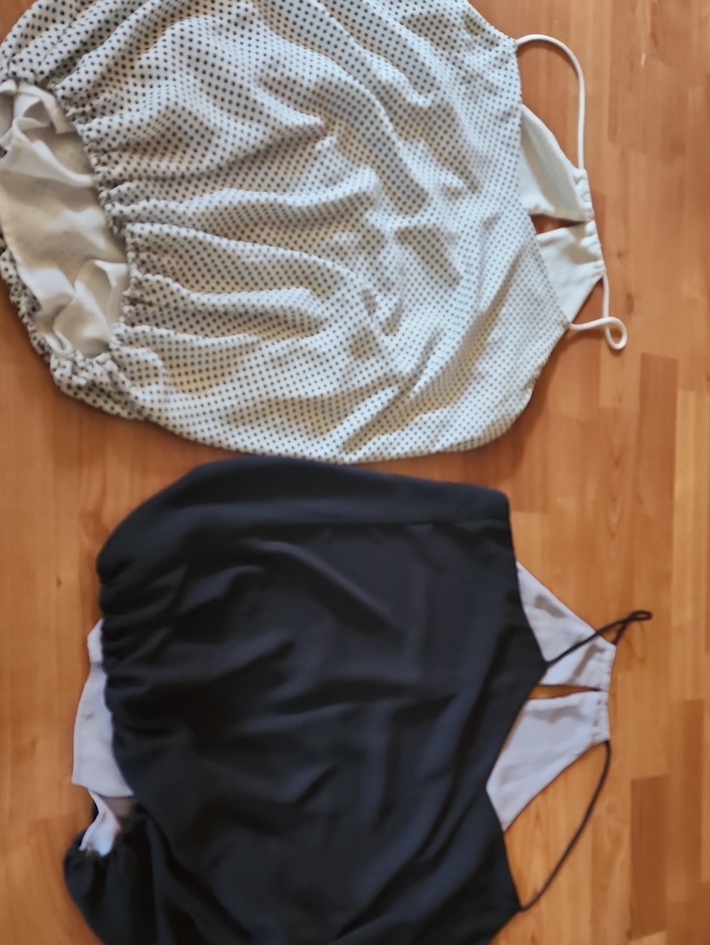 Duo Of Women’s Reversible Racerback Tanks- Black/Grey & White/Polka Dot